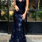 Deep V Neck Backless Sequin Long Prom Dress