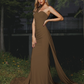 Oblique Shoulder Sleeveless Mermaid Maxi Bridesmaid Dress