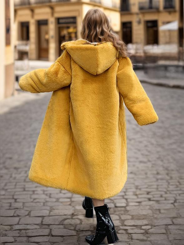 Faux Fur Hooded Long Coat