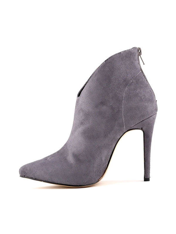 Suede Pointed Toe High Heel Ankle Boots