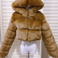 Faux Fur Hooded Bubble Coat