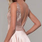 Light Pink Deep V-Neck Polyester Floor Sweeping Bridesmaid Dress