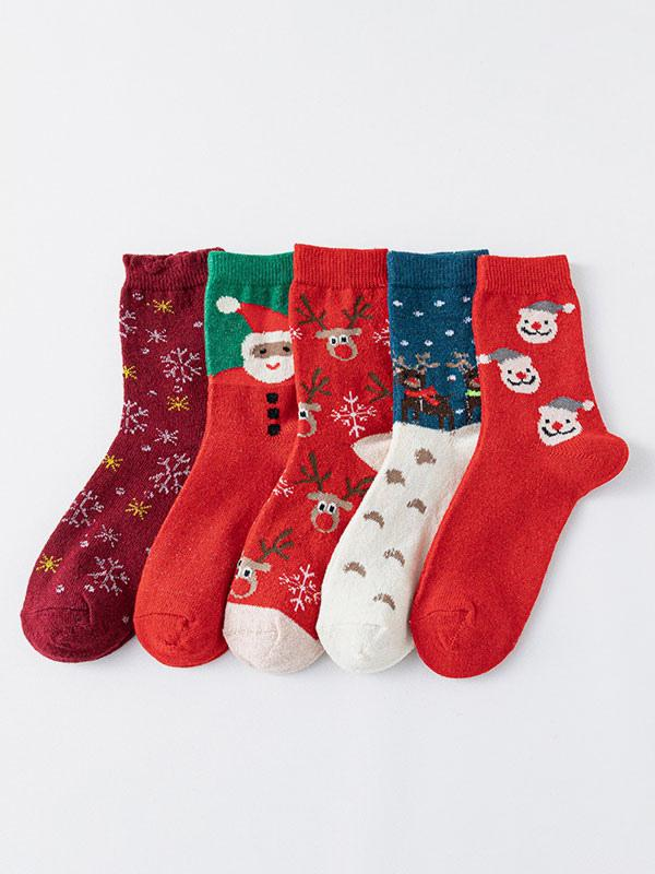 Cotton Blend Christmas Pattern Socks