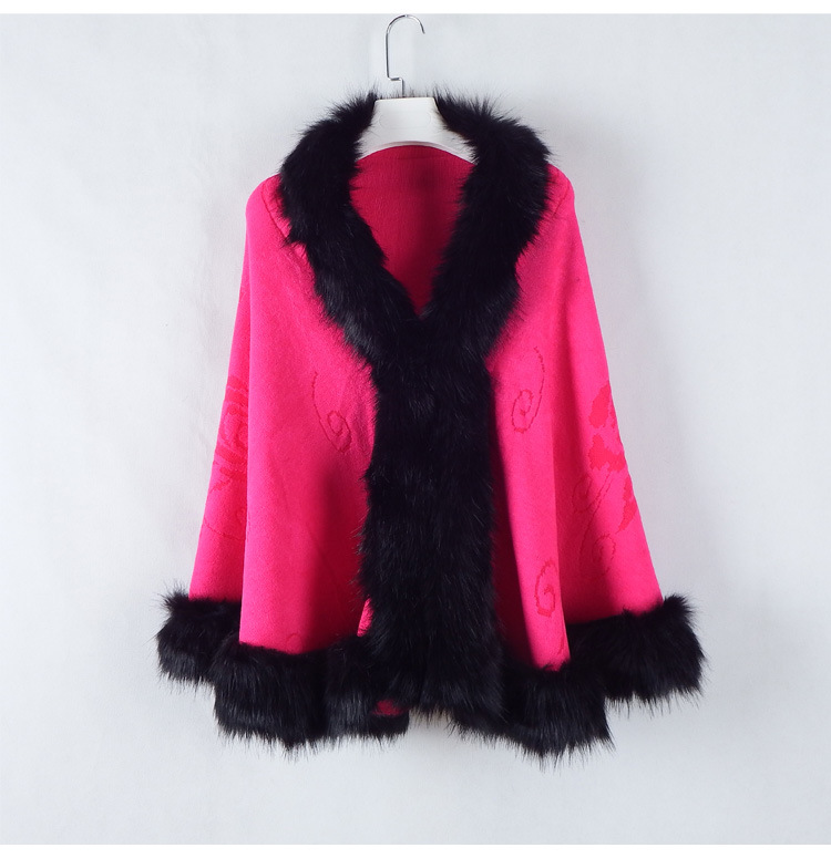 Faux Fur Collar Shawl