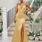 Deep V-Neck Spaghetti Strap Sleeveless Maxi Bridesmaid Dress