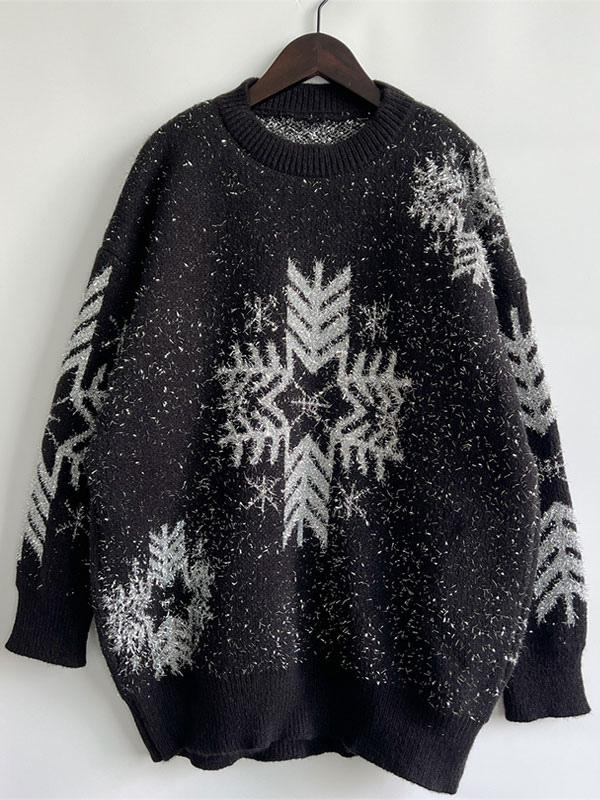 Snowflake Pattern Pullover Sweatshirt