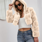 Faux Fur Hooded Zipper Coat