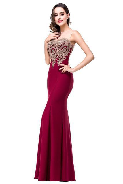 Embroidered Sleeveless Mermaid Long Evening Dress