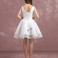 White A-Line Deep V Neck Butterfly Applique Sleeveless Bridesmaid Dress