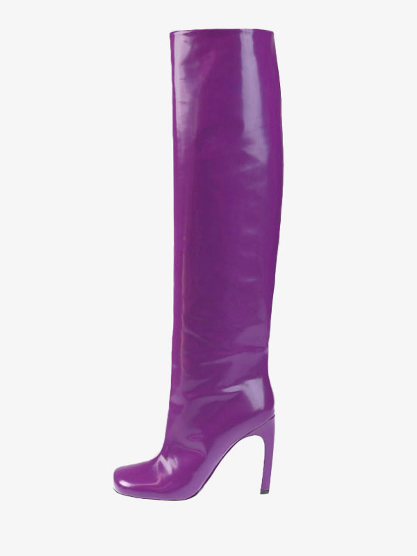 Leather Round Toe Knee High Boots