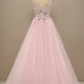 Appliqued Deep V Neck Long Prom Dress