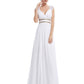 V-Neck Double Shoulder Banquet Evening Dress