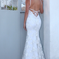 Mermaid Halter Lace Up Backless Lace Beach Wedding Dress