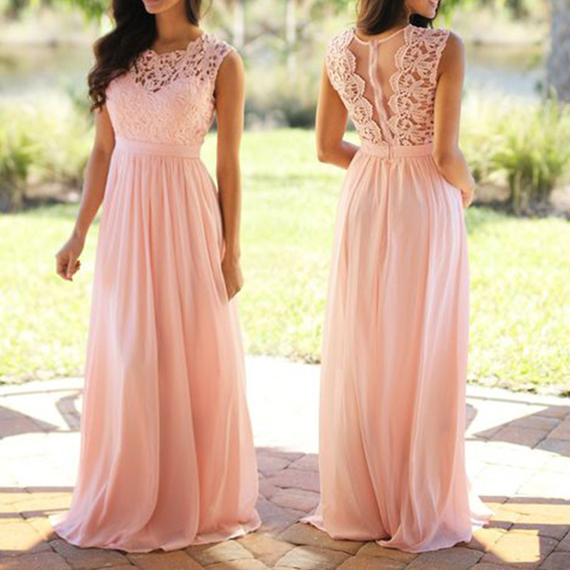 A-line Appliques Chiffon Lace Bridesmaid Dress