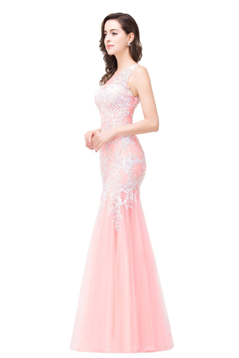 Sheath Appliques Lace Sweep Train Tulle Dress