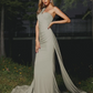 Oblique Shoulder Sleeveless Mermaid Maxi Bridesmaid Dress