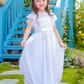 Jewel Neck Short Sleeves Pleated Kids Party Dress