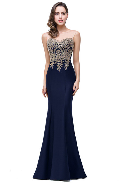 Embroidered Sleeveless Mermaid Long Evening Dress