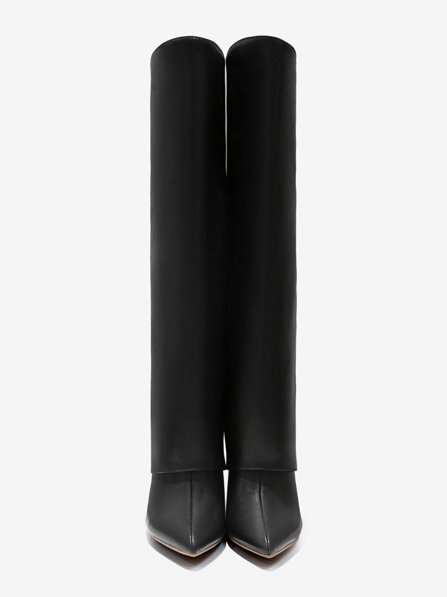 Foldover Knee High Boots with Pointed Toe