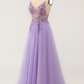 Beaded Spaghetti Strap Sleeveless Prom Dress