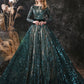 Dark Green Lace Jewel Neck Long Sleeves Zipper Wedding Guest Dress