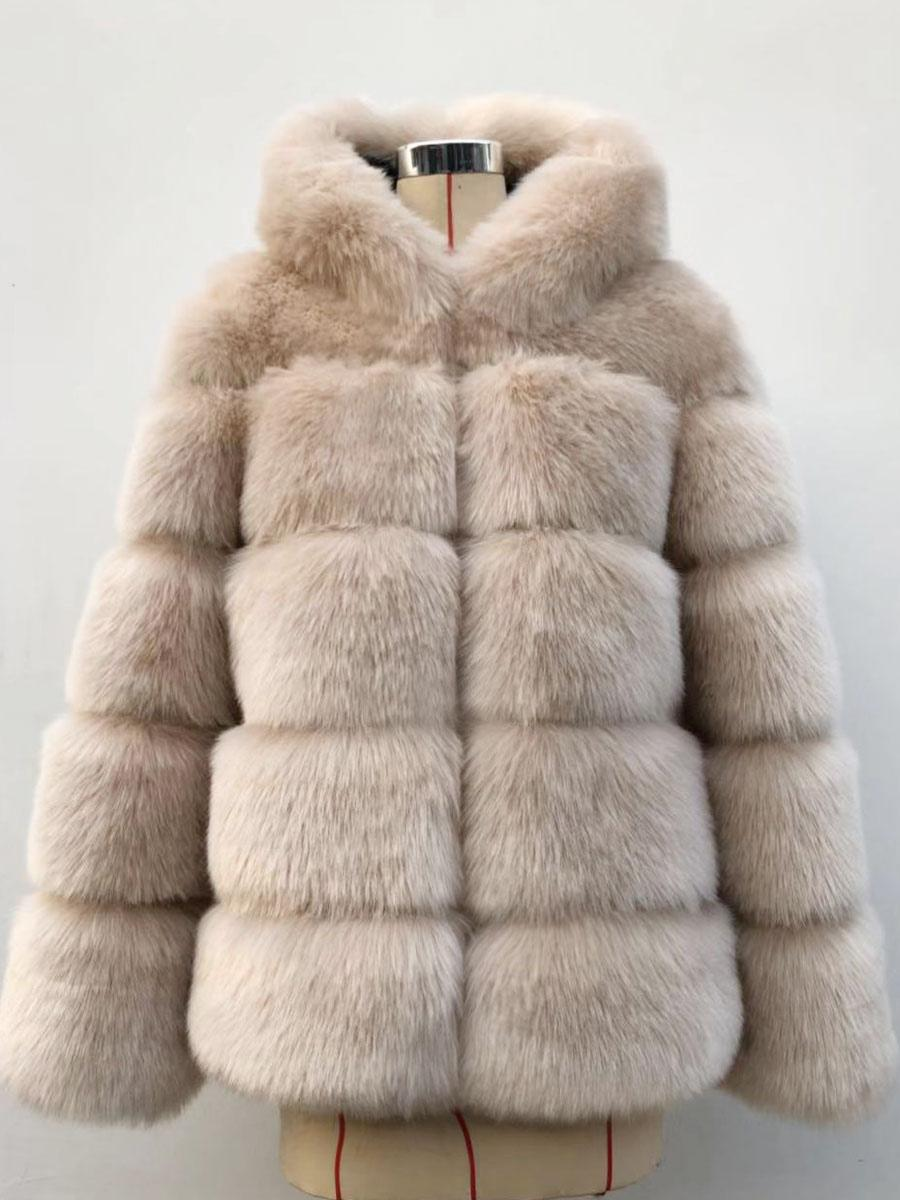 Faux Fur Hooded Short Coat