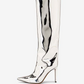 Bright Leather Point Toe Stiletto Heel Knee High Boots