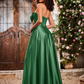 Elegant A-Line Bow Corset Strapless Floor-Length Prom Dress