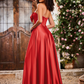 Elegant A-Line Bow Corset Strapless Floor-Length Prom Dress
