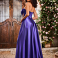 Elegant A-Line Bow Corset Strapless Floor-Length Prom Dress