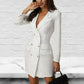 Double Breasted Long Sleeve Tuxedo Blazer Wrap Dress