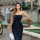 Black Strapless Sleeveless Tassels Midi Bandage Dress