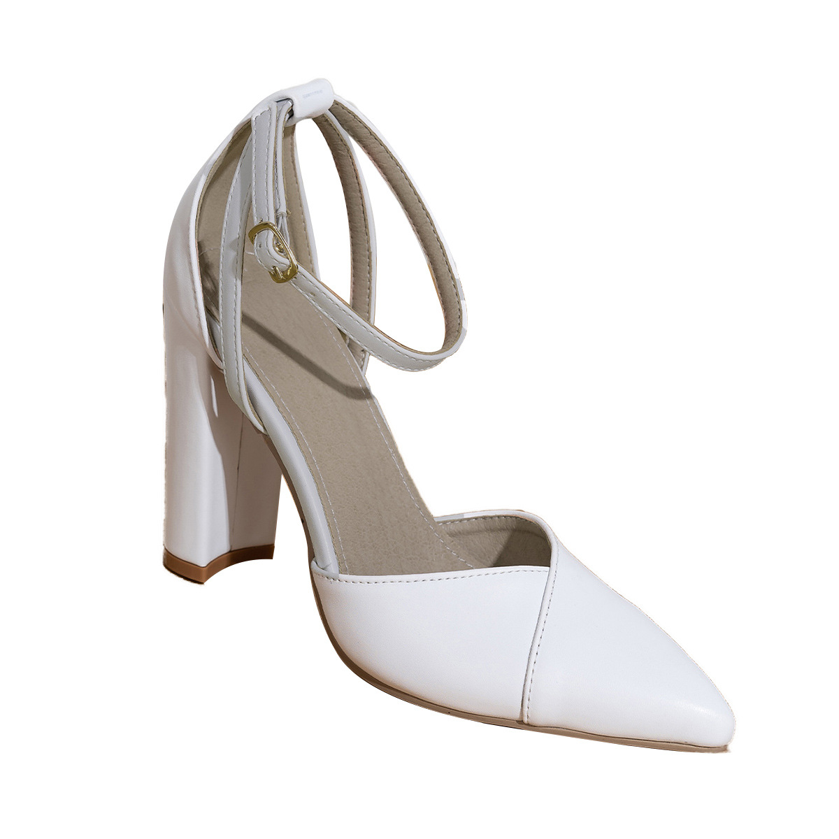 Perfect Bridal Indi Dyeable Ivory Block Heel Ankle Strap Court Shoes