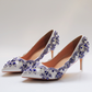 Pu Rhinestone Embellished Pointed Toe Stiletto Heel Court Shoes