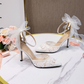 Ivory Satin and Lace Pointed Toe Court Shoes