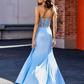 SkyBlue Strapless Lace Up Back Prom Dress