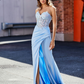 SkyBlue Strapless Lace Up Back Prom Dress