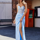 SkyBlue Strapless Lace Up Back Prom Dress