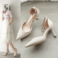 Perfect Bridal Pointed Toe Ankle Strap Kitten Heels