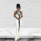 White Deep V Neck Sleeveless Knit Dress