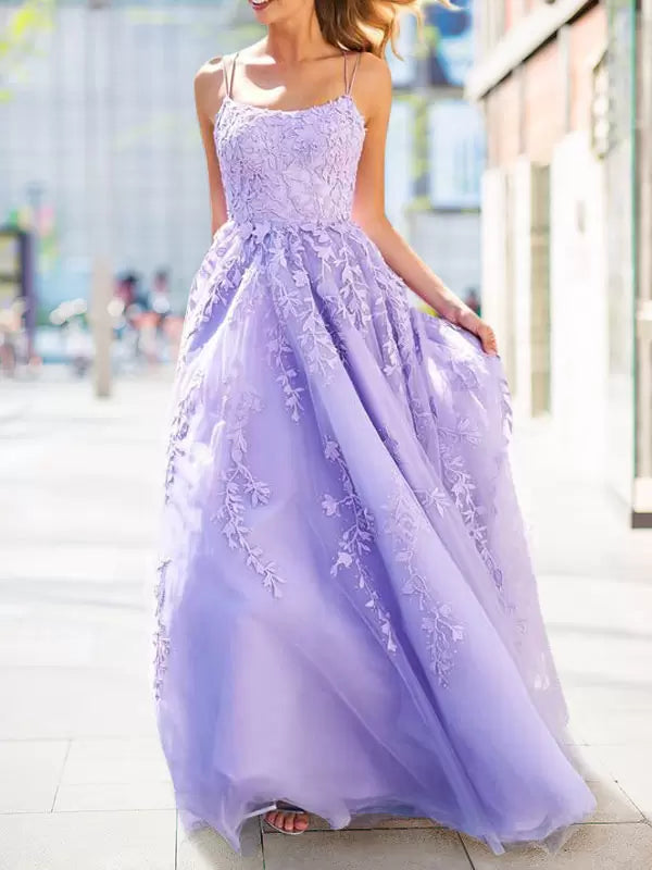 V-Neck Sleeveless Lace-Up Backless Criss-Cross Long Lace Wedding Guest Dress