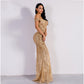 Off Shoulder Sequin Fishtail Evening Dress