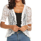 Floral Lace Half Sleeves Casual Shawl