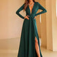 V-neck Long Sleeve Split Maxi Party Dress