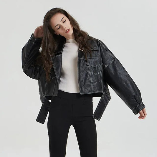 Split Hem Faux Leather Jacket