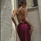 Satin Spaghetti Straps V-neck Sweep Brush Train Prom Dress