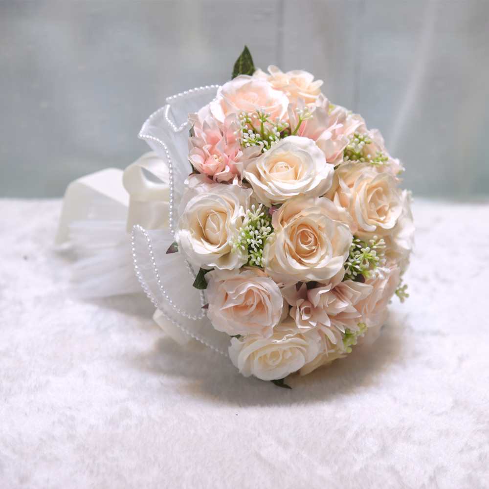 Pink Satin Premade Bridal Bouquet