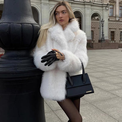 Fluffy Faux Fur Women Thick Overcoat