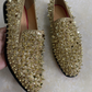 Men's Glitter Round Toe Spike Loafers Party Shoes