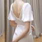 Satin Short Sleeves Split leg Fishtail Wedding Dress